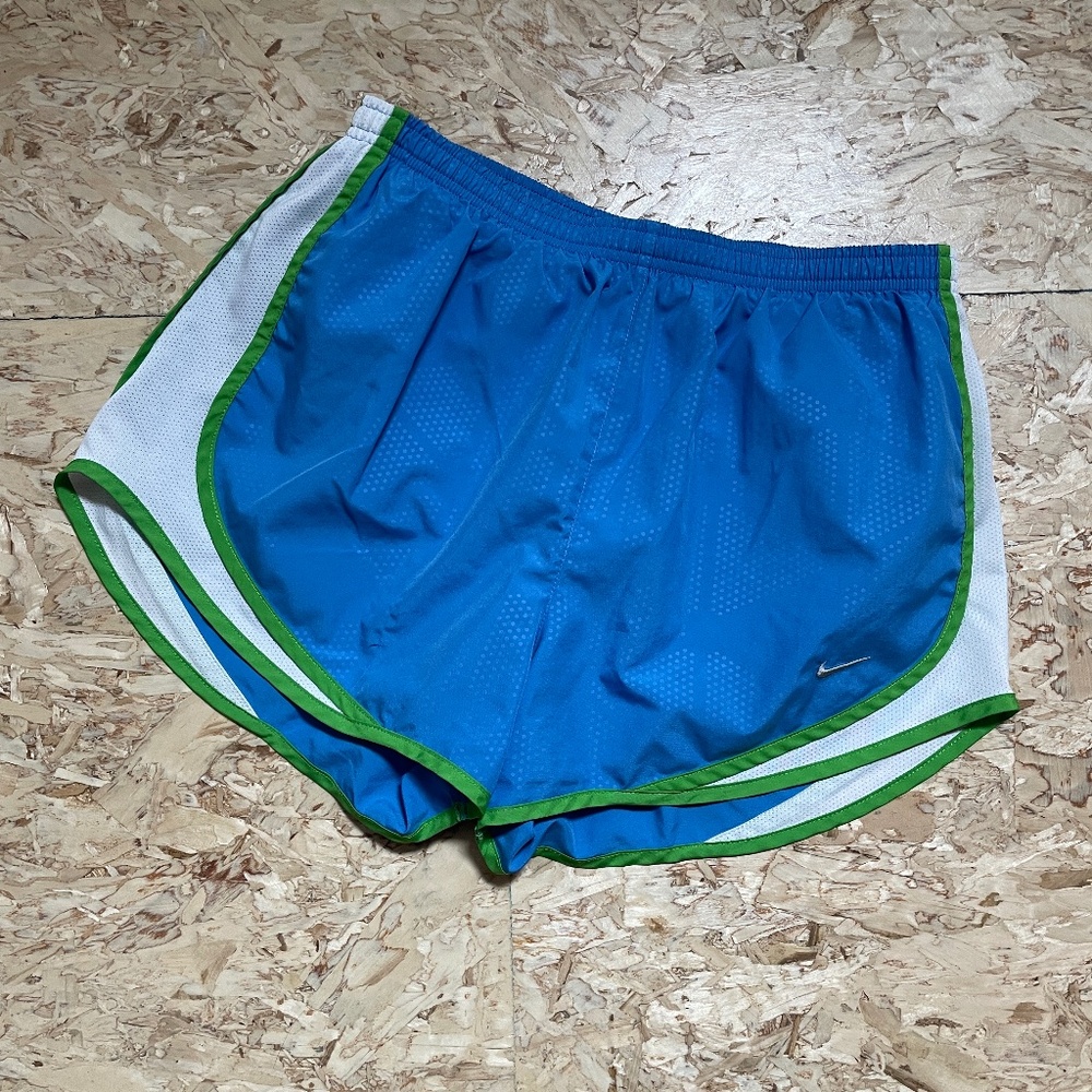 Nike Dri-Fit Tempo Women's 3” Running Shorts Sports Blue Green White Size M